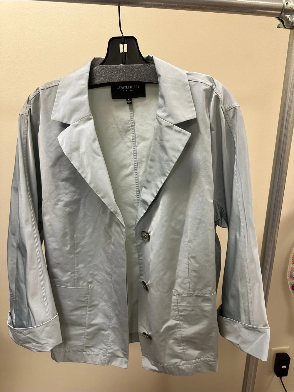 Lafayette 148 New York Pale Blue Relaxed Open-Front Blazer